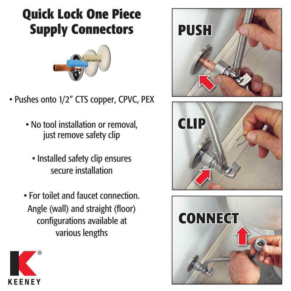 KEENEY 5/8 in. x 20 in. Quick Lock Stainless Steel Faucet Supply Line