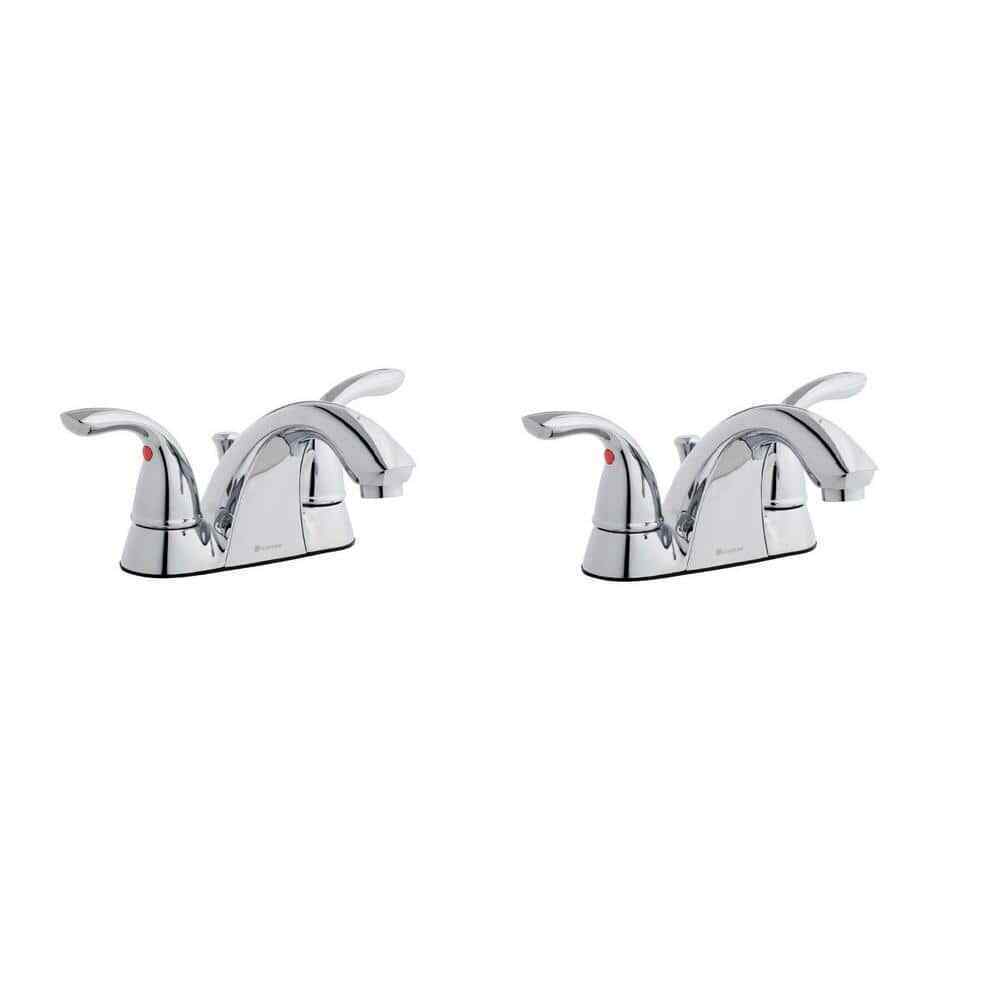 Glacier Bay Builders 4 in. Centerset 2-Handle Low-Arc Bathroom Faucet, 2-Pack