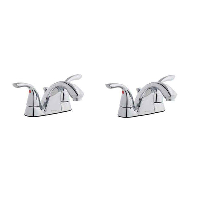 Glacier Bay Builders 4 in. Centerset 2-Handle Low-Arc Bathroom Faucet, 2-Pack