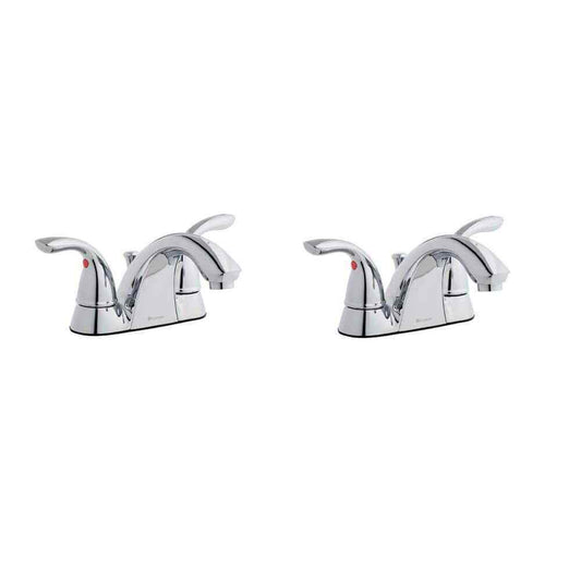 Glacier Bay Builders 4 in. Centerset 2-Handle Low-Arc Bathroom Faucet, 2-Pack