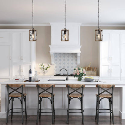 LNC Gina 1-Light Modern Farmhouse Gray Drum Cage Island Bar Mini Pendant