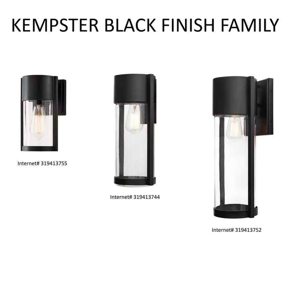 Hampton Bay Kempster 9.92 in. Modern Matte Black Outdoor Wall Cylinder Light