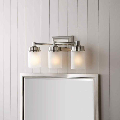 Hampton Bay Cade 3-Light 20.25 in. Brushed Nickel Vanity Light w/ Frosted Glass