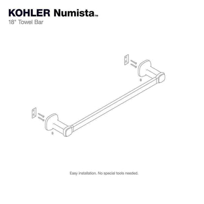 KOHLER Numista 18 in. Towel Bar in Polished Chrome R30661-CP