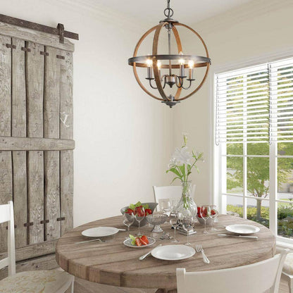 LNC Farmhouse 4-Light Globe Cage Candlestick Classic Island Chandelier