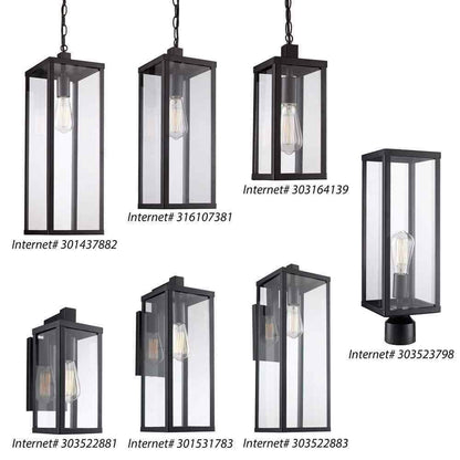 Bel Air Lighting Oxford Black Outdoor Lamp Post Light Fixture with Clear Glass