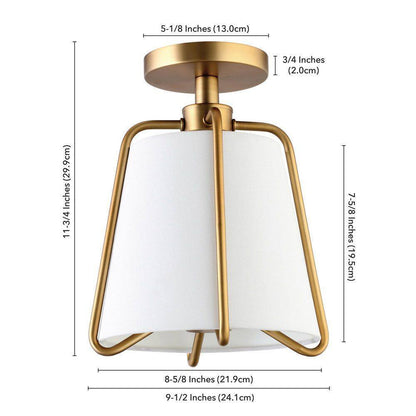 Meyer&Cross Marduk 9.5 in. Brushed Brass Semi Flush Mount with Fabric Shade