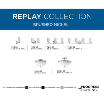 Progress Lighting Replay 5 in. 1-Light Brushed Nickel Bathroom Vanity Wall Light