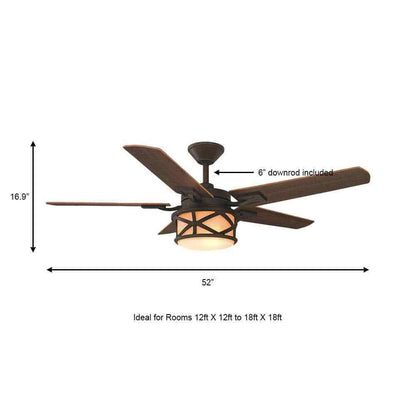 Home Decorators Copley 52 in. Indoor/Outdoor LED Bronze Ceiling Fan w Light Kit