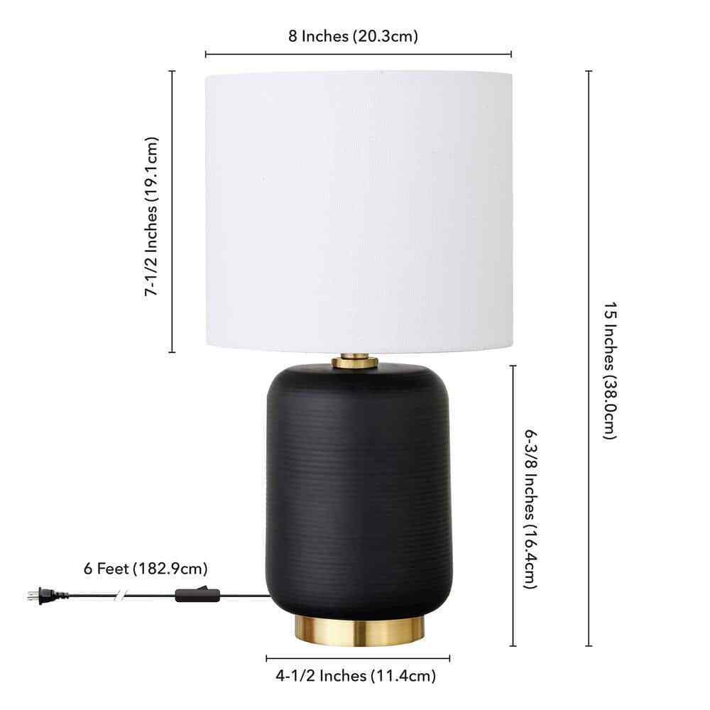 Meyer&Cross Lambert 15 in. Matte Black and Brass Ceramic Mini Table Lamp ML0925