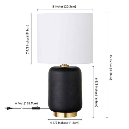 Meyer&Cross Lambert 15 in. Matte Black and Brass Ceramic Mini Table Lamp ML0925
