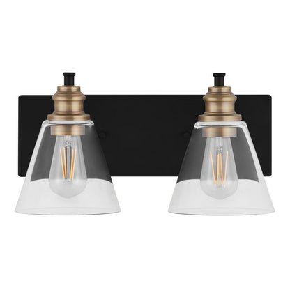 Hampton Bay Manor 15.3 in. Matte Black Vanity w/ Brass Accents and Clear Glass