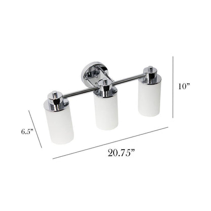 Simple Designs 20.75 in. 3-Light Chrome Modern Metal and Milk White Shades