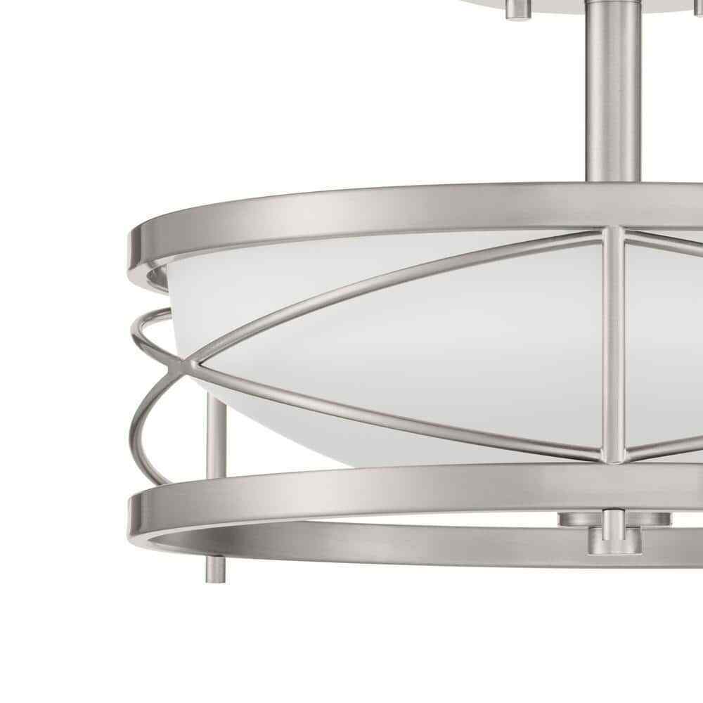 Home Decorators Thayer 8.5 in. Satin Nickel Semi Flush Mount, Ceiling Light