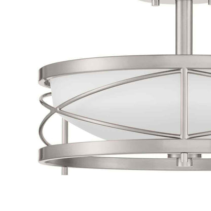 Home Decorators Thayer 8.5 in. Satin Nickel Semi Flush Mount, Ceiling Light
