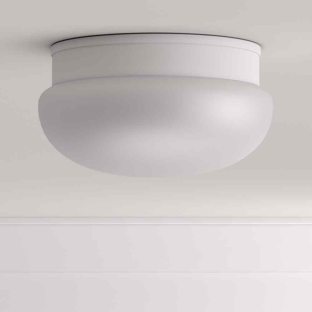 Progress Lighting 2-Light White Flush Mount with White Glass