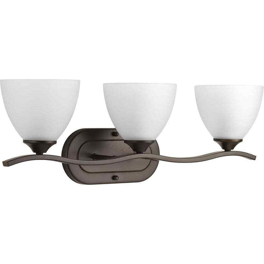 Progress Lighting Laird 3-Light Antique Bronze Etched Glass Vanity Light