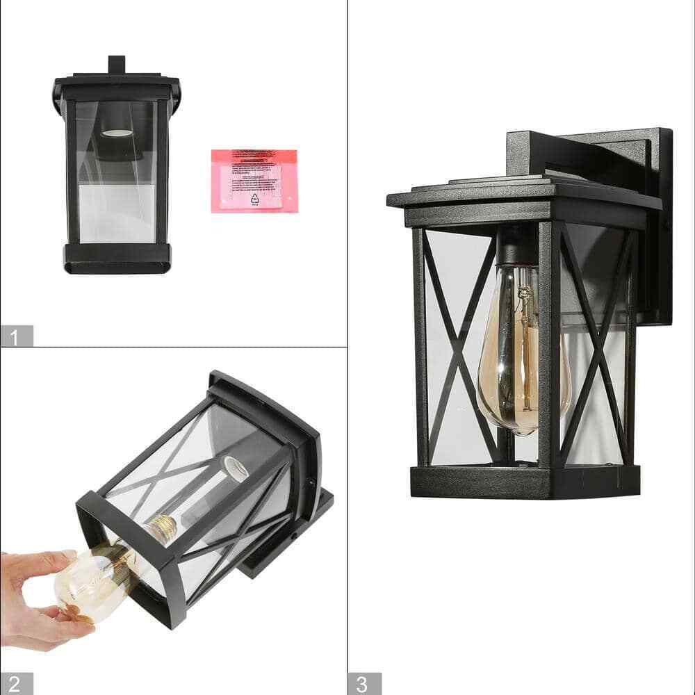 LNC Modern Black Outdoor Wall lantern Sconce 1-Light Hardwired Light Fixture