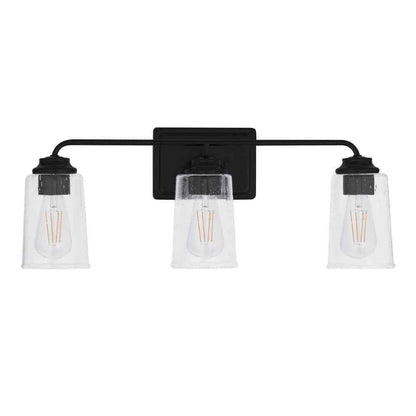 Hampton Bay Evangeline 23 in 3-Light Matte Black Farmhouse Bathroom Vanity Light