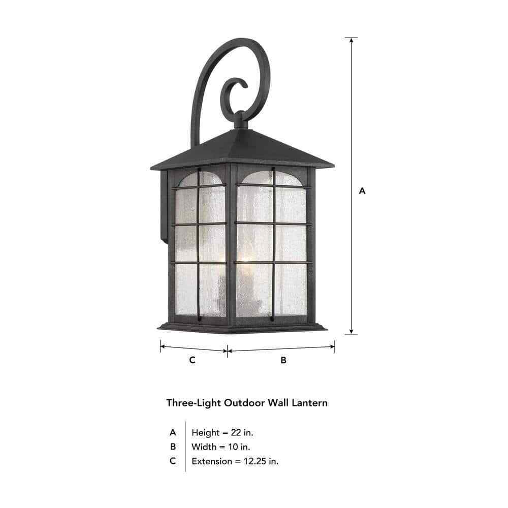 Home Decorators Brimfield Aged Iron 3-Light Outdoor Line Voltage Wall Sconce