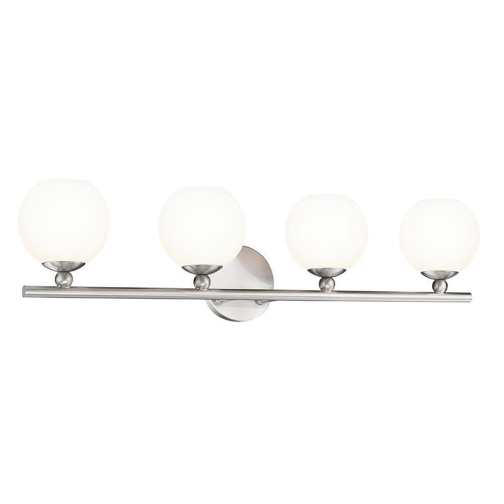 Neoma 30 in. 4 Light Brushed Nickel Vanity Light w/ Opal Etched Glass Shade