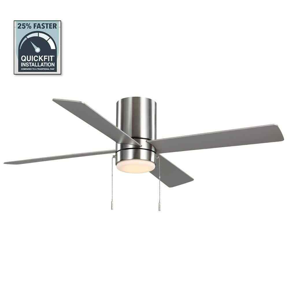 Hampton Bay Scenic 52 in. LED Indoor Brushed Nickel Hugger Ceiling Fan