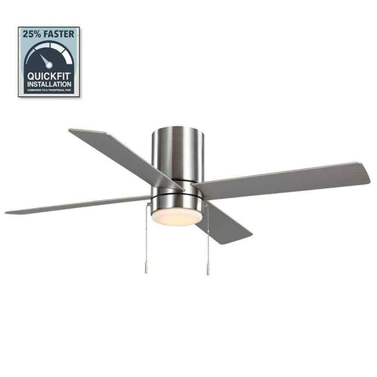 Hampton Bay Scenic 52 in. LED Indoor Brushed Nickel Hugger Ceiling Fan