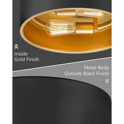 ZACHVO 14 in. 2-Light Black Gold Close 2 Ceiling Light Fixture Flush Mount Light