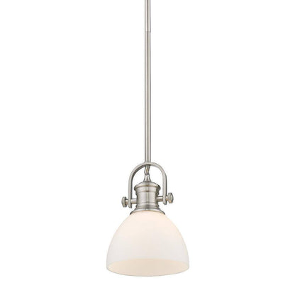 Golden Lighting Hines 1-Light Pewter Mini Pendant with Opal Glass 3118-M1L PW-OP
