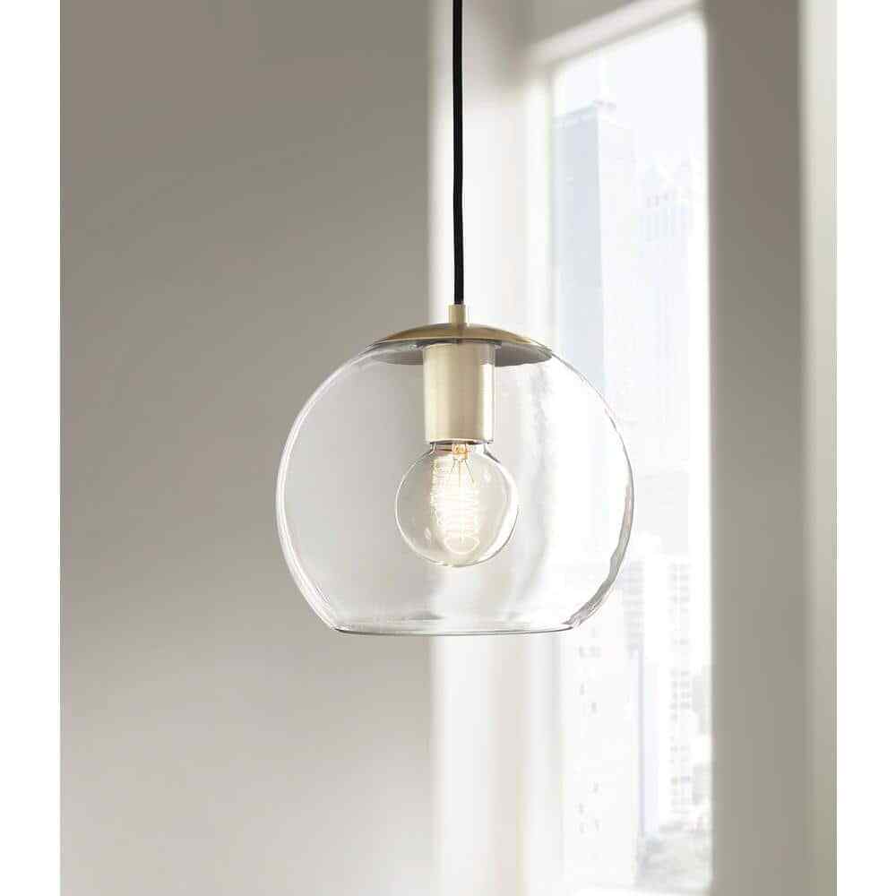 Home Decorators Collection 1-Light Antique Brass and Glass Mini-Pendant AF42409S
