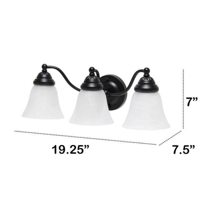 Lalia Home 7.5 in. 3-Light Black and Alabaster Shades Vanity Wall Fixture