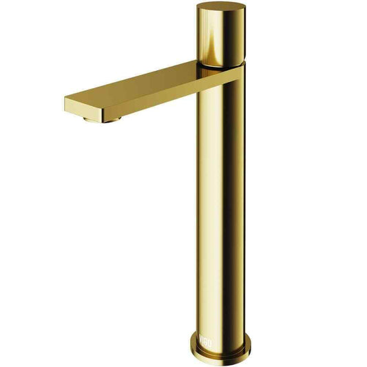 VIGO Gotham Single Handle Single-Hole Bathroom Vessel Faucet, Matte Brushed Gold