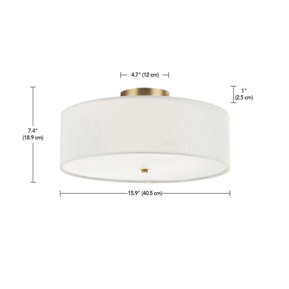 Globe Electric Kyle 15.9 in. 2-Light Matte Brass Semi-Flush Mount