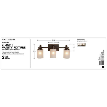 Hampton Bay 3-Light Oil-Rubbed Bronze Vanity Light116880