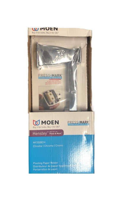 MOEN Hensley Pivoting Double Post Toilet Paper Holder w/ Press and Mark Chrome