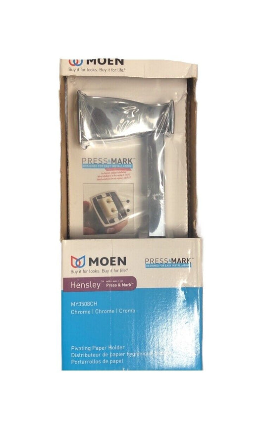 MOEN Hensley Pivoting Double Post Toilet Paper Holder w/ Press and Mark Chrome