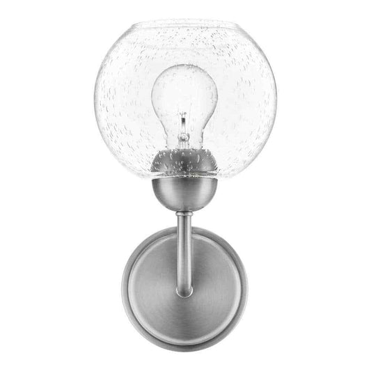 Home Decorators Collection Jill 1-Light Brushed Nickel Sconce Seeded Glass
