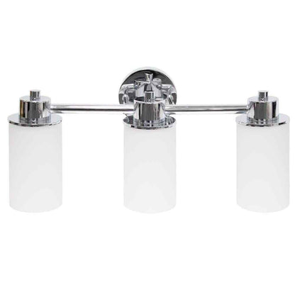 Simple Designs 20.75 in. 3-Light Chrome Modern Metal and Milk White Shades