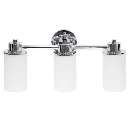 Simple Designs 20.75 in. 3-Light Chrome Modern Metal and Milk White Shades