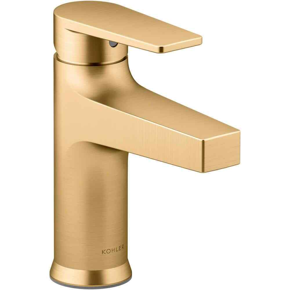 KOHLER Taut Single Hole Bathroom Faucet in Vibrant Brushed Moderne Brass