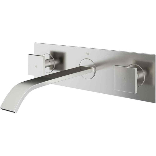 VIGO Titus Two Handle Wall Mount Bathroom Faucet in Brushed Nickel VG05002BN