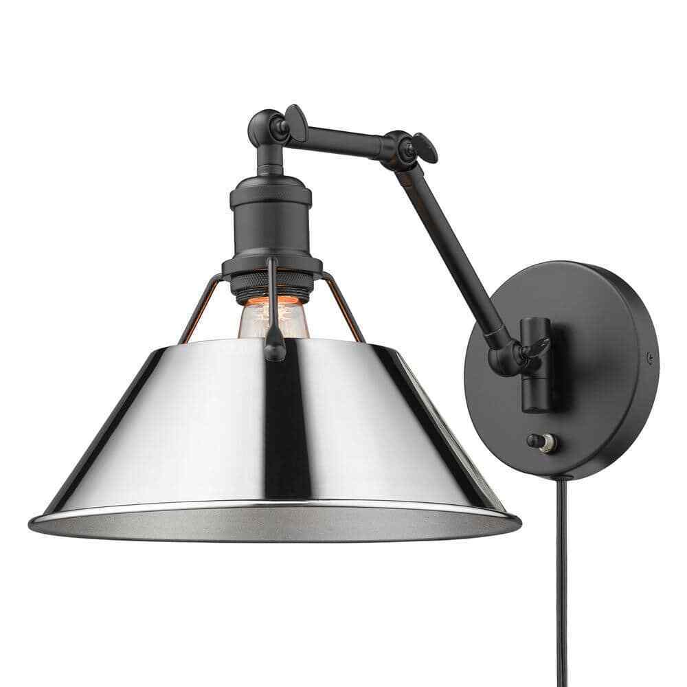 Golden Lighting Orwell 9 in. Matte Black Sconce 3306-A1W BLK-CH