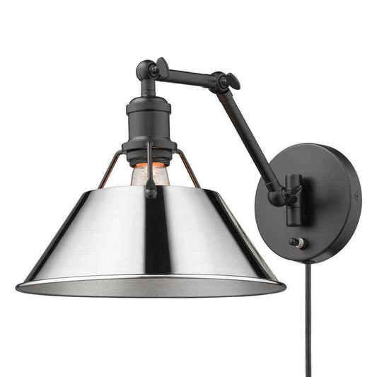 Golden Lighting Orwell 9 in. Matte Black Sconce 3306-A1W BLK-CH