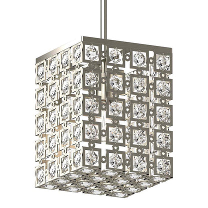 Volume Lighting 1-Light Indoor Brushed Nickel Square Rectangle Downrod Pendant
