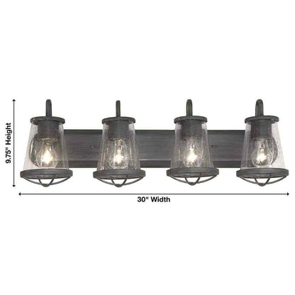 Home Decorators 32 in. Georgina 4-Light Steel Vanity Light w/ Clear Seedy Glass