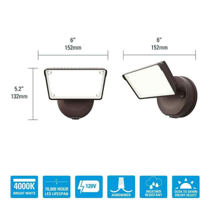 HALO TGS 120-Watt 90�� Bronze Outdoor Integrated LED Flood Light w/ Dusk to Dawn