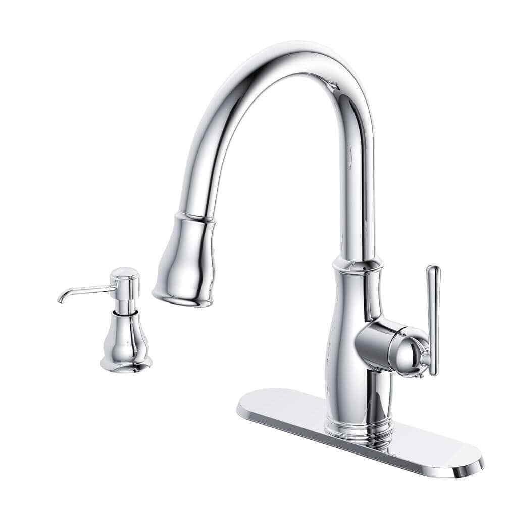 Glacier Bay Kagan Pull Down Sprayer Kitchen Faucet w/ Soap Dispenser in Chrome
