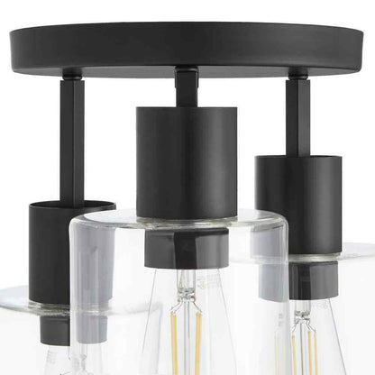 Hampton Bay Sutton Place 3-Light Matte Black Flush Mount Farmhouse Ceiling Light