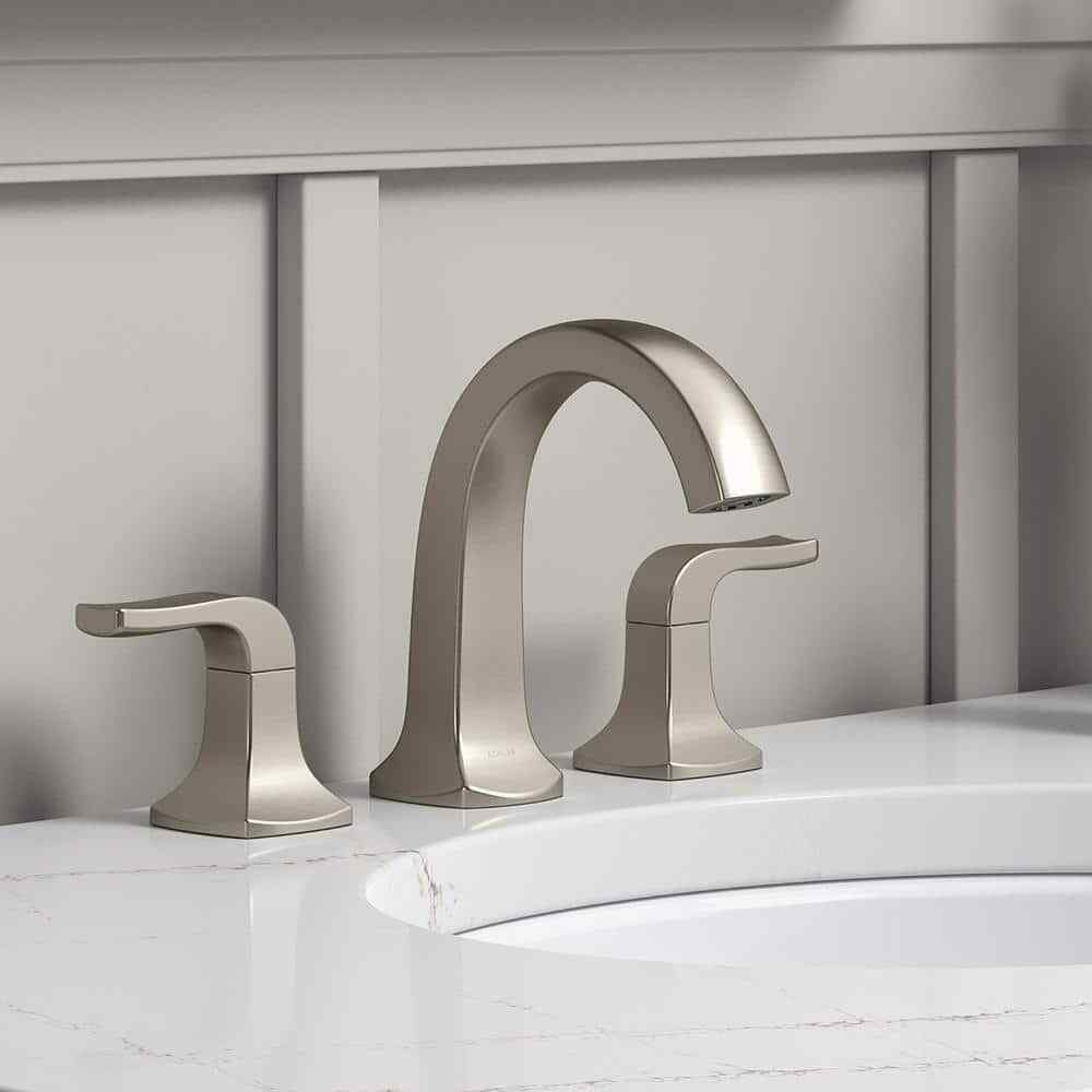 KOHLER Rubicon 8 in. Widespread 2-Handle High Arc Bathroom Faucet Brushed Nickel