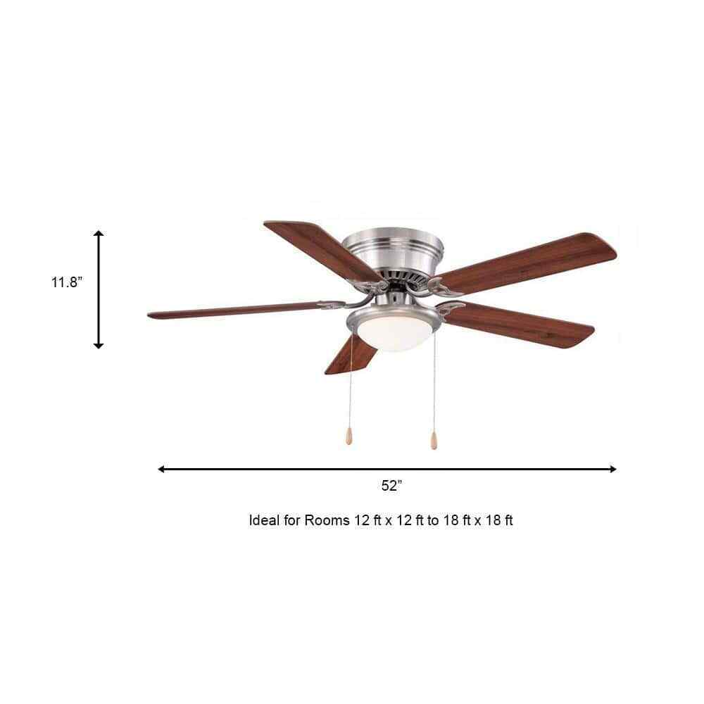 Hugger 52 in. LED Indoor Brushed Nickel Ceiling Fan with Light Kit